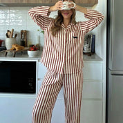 Puppy Strips Ladies Pajama Set - White