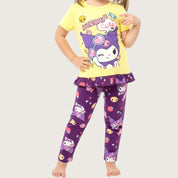 Kuromi Girls Leggings Set - Yellow Purple