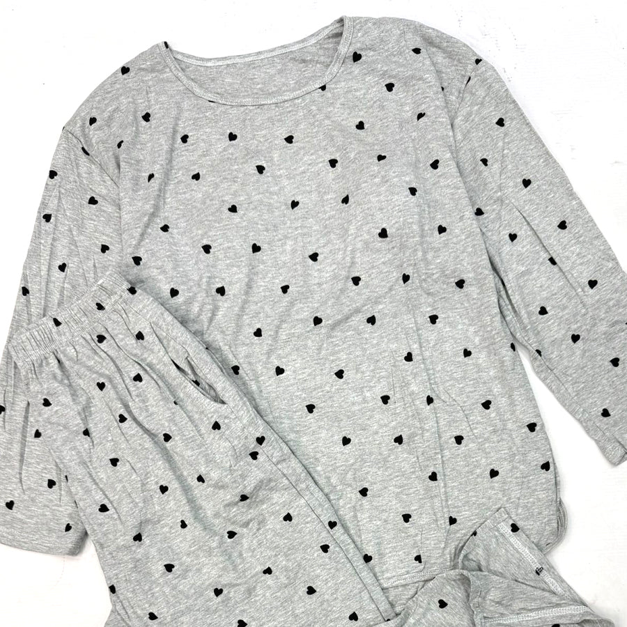 Heart Love Ladies Cotton Lycra Loungewear - Grey