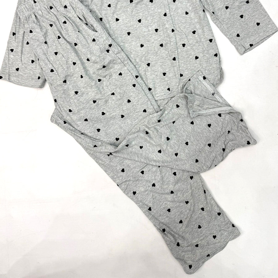 Heart Love Ladies Cotton Lycra Loungewear - Grey