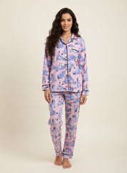 Eeyore Ladies Cotton Front Open Pajama Set - Pink