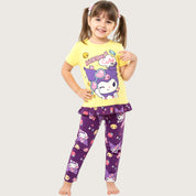 Kuromi Girls Leggings Set - Yellow Purple