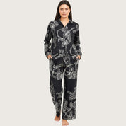 Tiger Print Ladies Pajama Set - Black