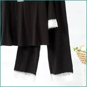 Ladies Loungewear with a Touch of Lace - Black