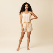 Plain Ladies Crop Top Shorts Set - Yellow