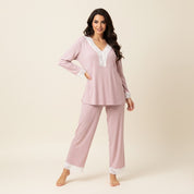 Ladies Loungewear with a Touch of Lace - Pink