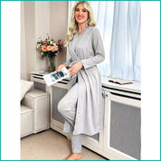 Plain Ladies Loungewear 3 Pcs Set - Grey
