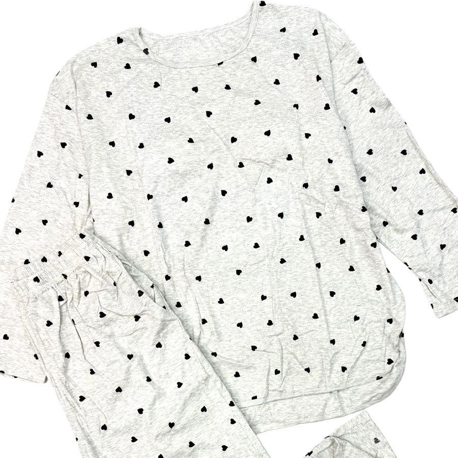 Heart Love Ladies Cotton Lycra Loungewear - Light Grey