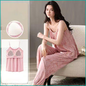 Tie-Dye lounge Set built-in Padded Camisole and Flowy Wide-Leg Pant - Pink