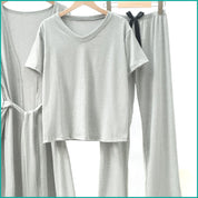 Plain Ladies Loungewear 3 Pcs Set - Grey