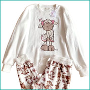 Cute Sheep Ladies Winter Pajama Set - White