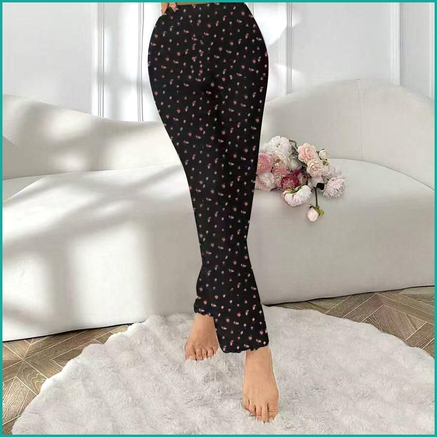 Mini Floral Ladies Loungewear Pajama Set - Navy