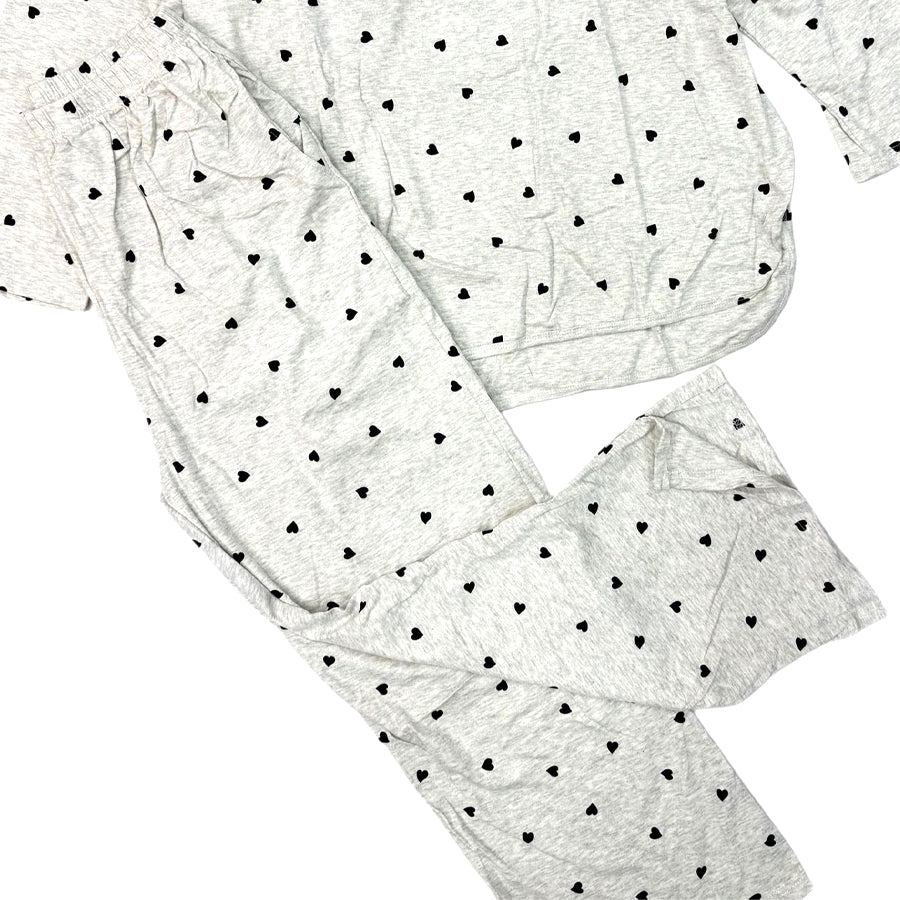 Heart Love Ladies Cotton Lycra Loungewear - Light Grey
