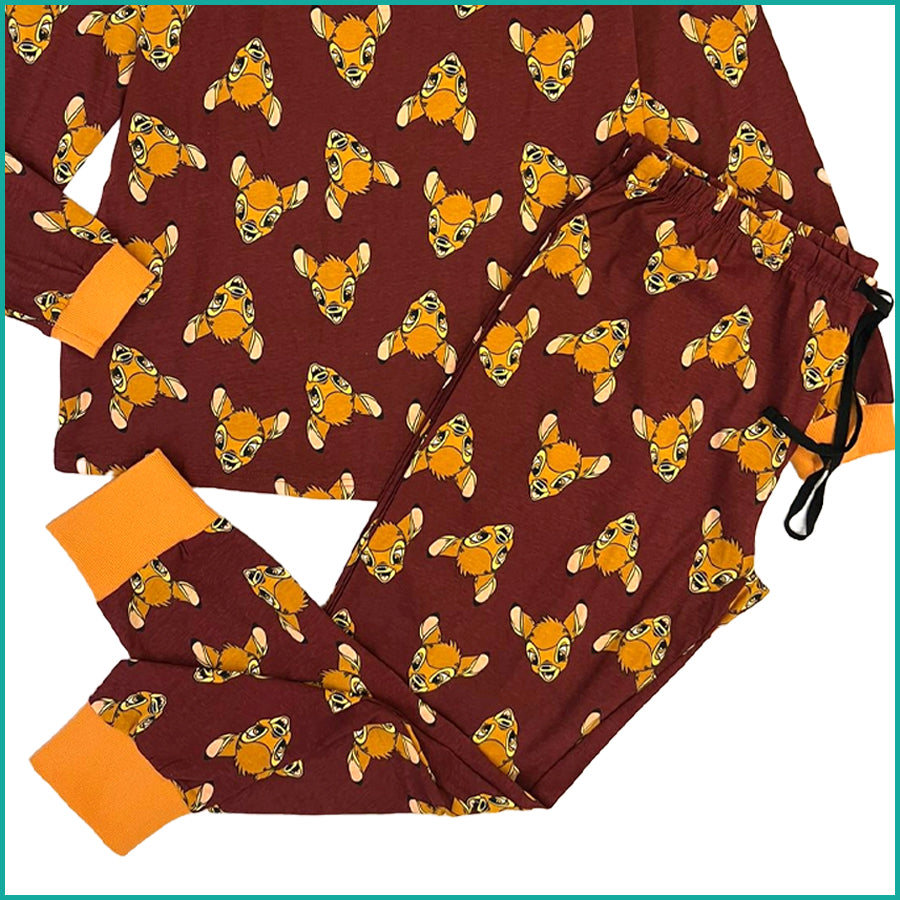 Disney Bambi Ladies Cotton Pajama Set - Brown