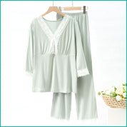 Ladies Loungewear with a Touch of Lace - Green
