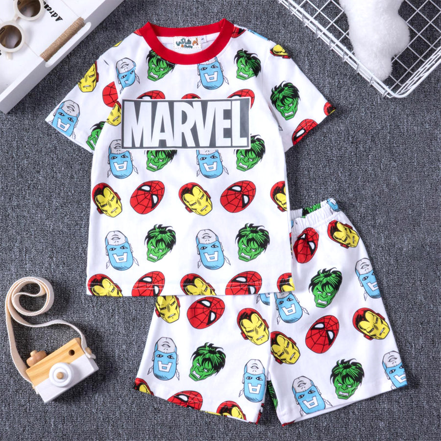 Marvel Face Boys Cotton Shorts Set PRIMARK – White