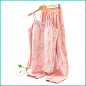 Tie-Dye lounge Set built-in Padded Camisole and Flowy Wide-Leg Pant - Pink