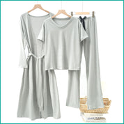 Plain Ladies Loungewear 3 Pcs Set - Grey
