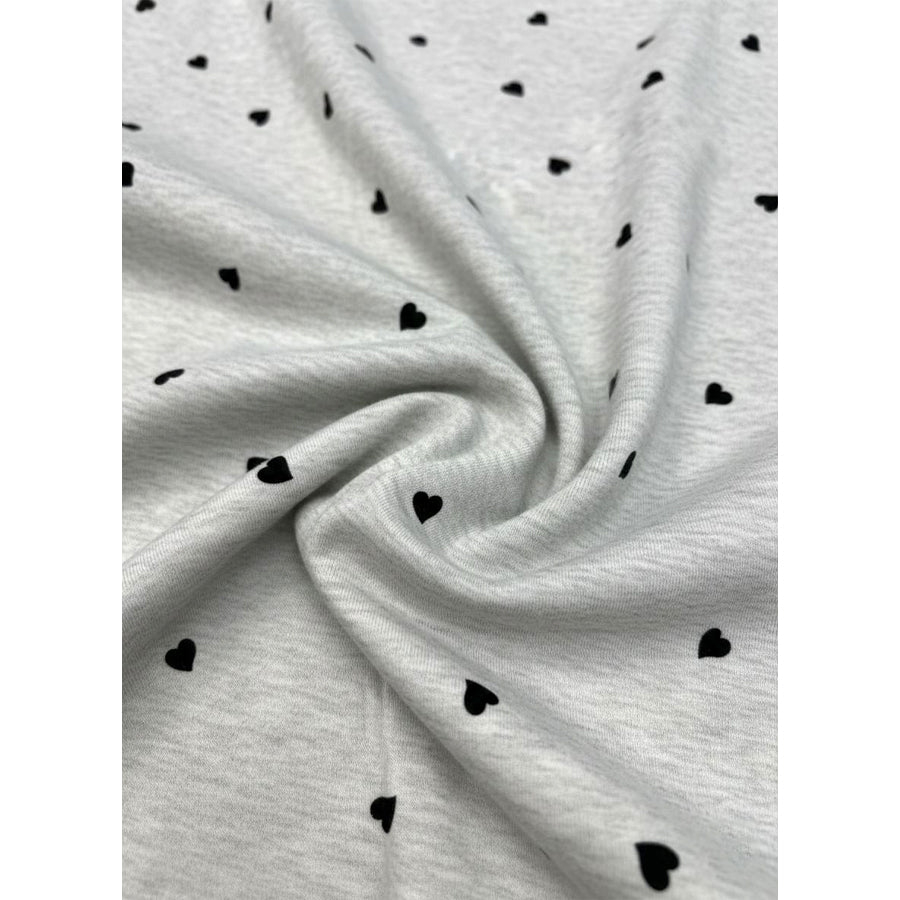 Heart Love Ladies Cotton Lycra Loungewear - Light Grey