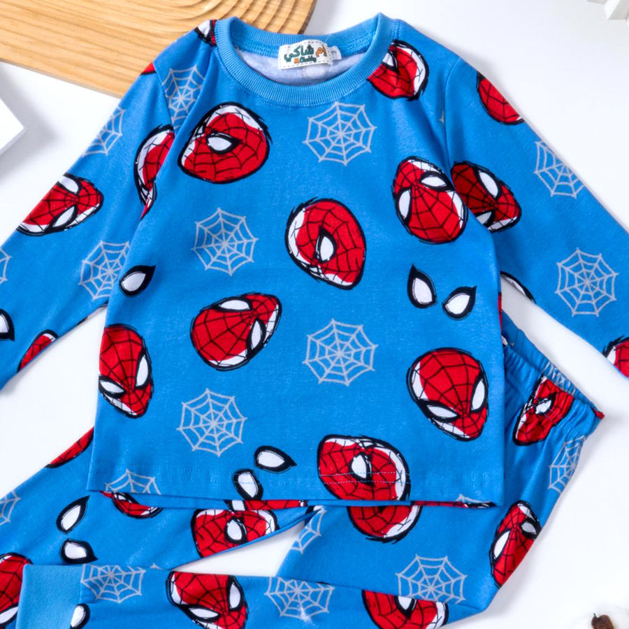 Spiderman Web Boys Full Sleeves Pajama Set - Blue