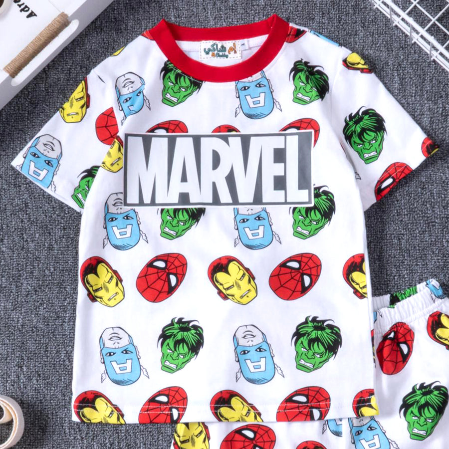 Marvel Face Boys Cotton Shorts Set PRIMARK – White