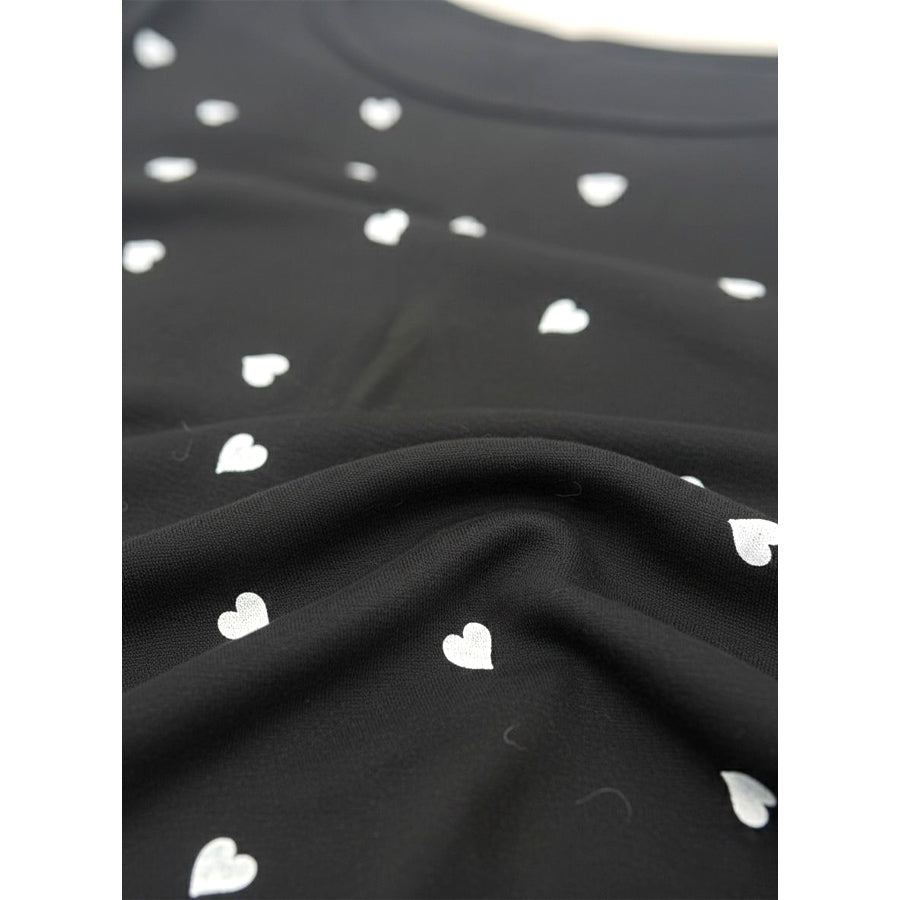 Heart Love Ladies Cotton Lycra Loungewear - Black