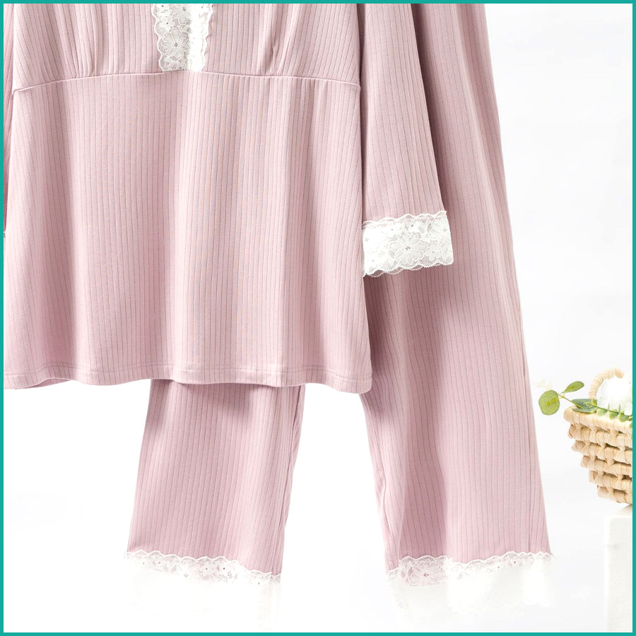 Ladies Loungewear with a Touch of Lace - Pink
