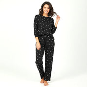 Heart Love Ladies Cotton Lycra Loungewear - Black