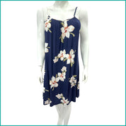 Floral Ladies Halfer Linen Cotton - Navy Blue -Free Size