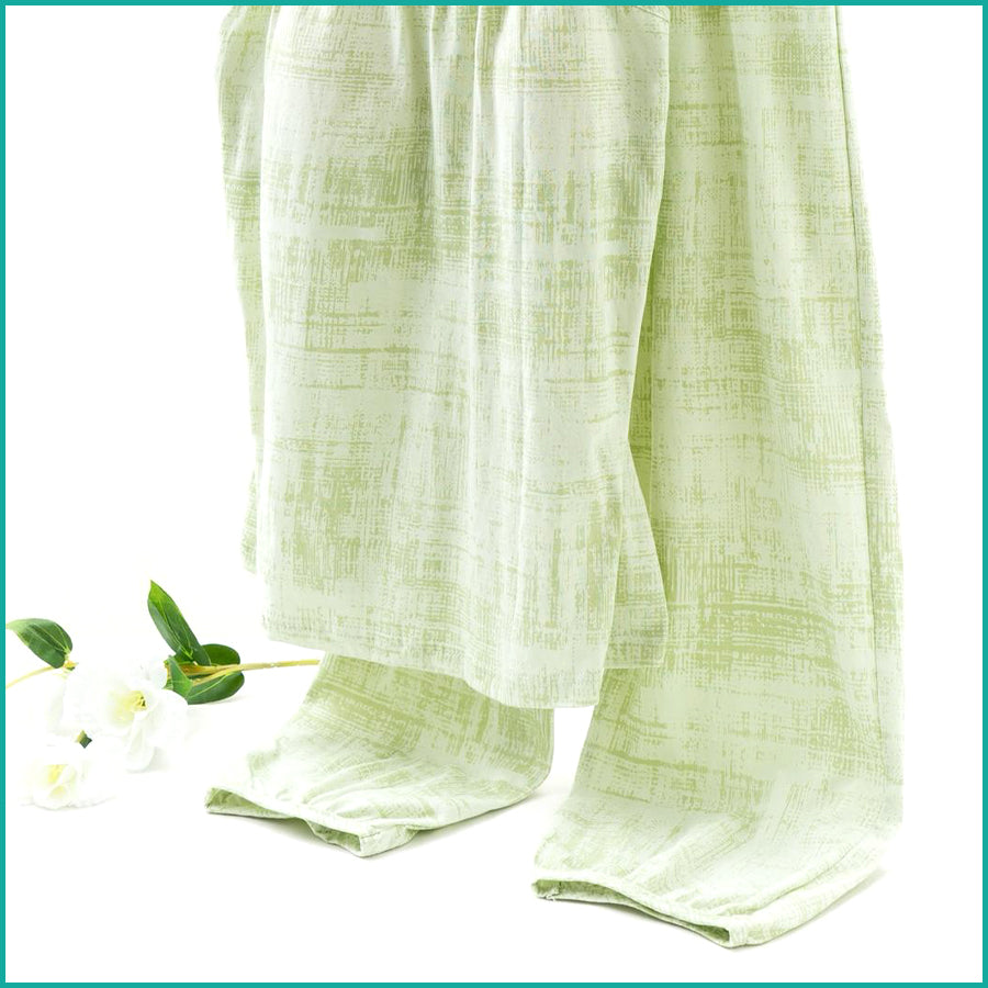 Tie-Dye lounge Set built-in Padded Camisole and Flowy Wide-Leg Pant - Light Green