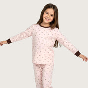 Mini Bows Girls Full Sleeves Pajama Set - Pink