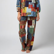 Designer Ladies Linen Pajama Loungewear - Multicolor