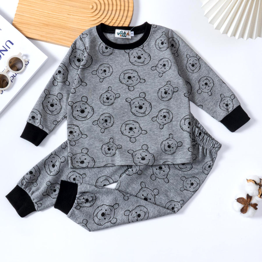 Winnie the Pooh Boys Full Sleeves Pajama Set - Grey