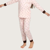 Mini Bows Girls Full Sleeves Pajama Set - Pink