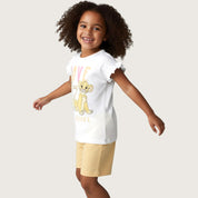 Love Simba Girls Summer Shorts Set – White