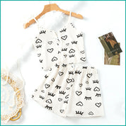 Love Ladies Crop Sleeveless T-Shirt with Shorts - White