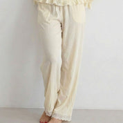 Plain Cuff Ladies Loungewear Pajama Set - Yellow