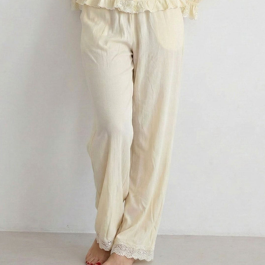 Plain Cuff Ladies Loungewear Pajama Set - Yellow