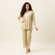 Ladies Loungewear with a Touch of Lace - Camel Cream