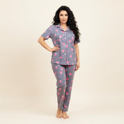 Love Ladies Half Sleeves Pajama Set Lycra Fine Material - Grey
