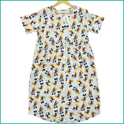 Mickey Ladies Front Open Cotton Dress - Grey