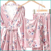 Floral Ladies Loungewear 3 Pcs Set - Pink