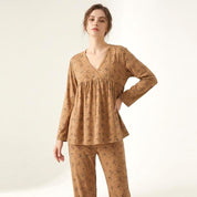 All Bow Ladies Pajama Set - Brown