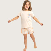 Lilo Stitch Girls Summer Shorts Set – Cream