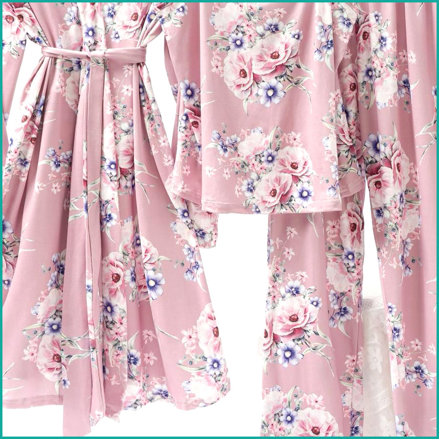Floral Ladies Loungewear 3 Pcs Set - Pink