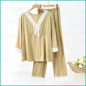 Ladies Loungewear with a Touch of Lace - Camel Cream