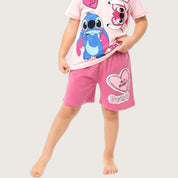Stitch Love Girls Shorts Set – Pink