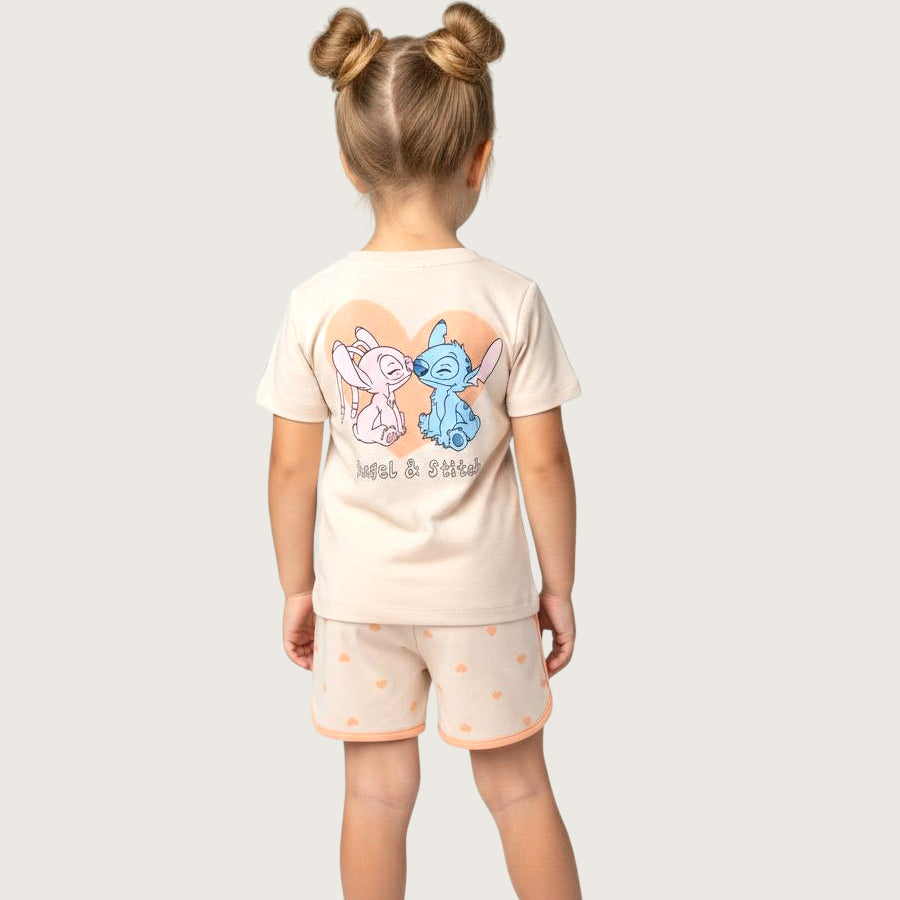 Lilo Stitch Girls Summer Shorts Set – Cream