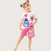 Stitch Love Girls Shorts Set – Pink