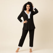 Ladies Loungewear with a Touch of Lace - Black